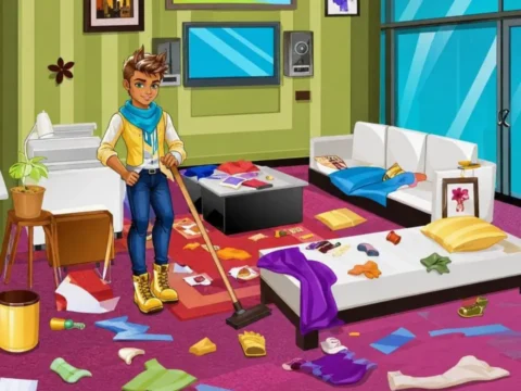 Игра Клод убирает комнату