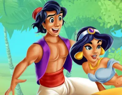 Jasmine and Aladdin Kissing